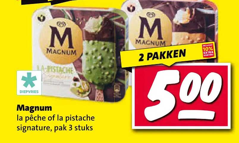 Magnum la pêche of la pistache signature, pak 3 stuks 2 pakken