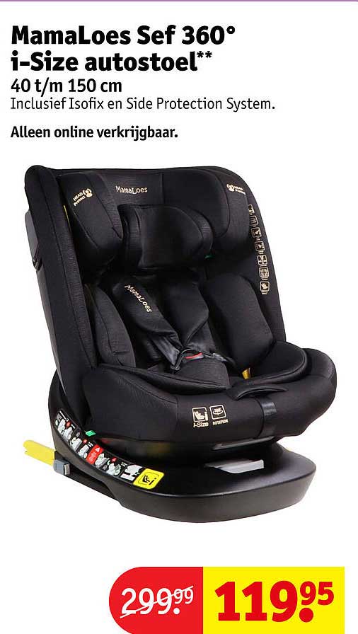 MamaLoes Sef 360° i-Size autostoel** 40 t/m 150 cm Inclusief Isofix en Side Protection System. Alleen online verkrijgbaar.
