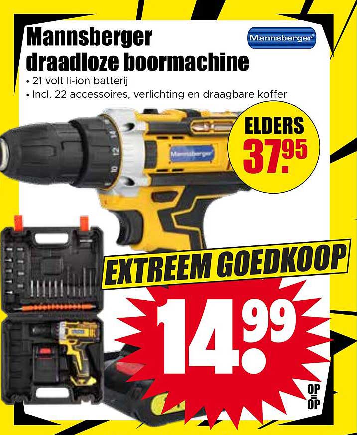 Mannsberger draadloze boormachine EXTREEM GOEDKOOP