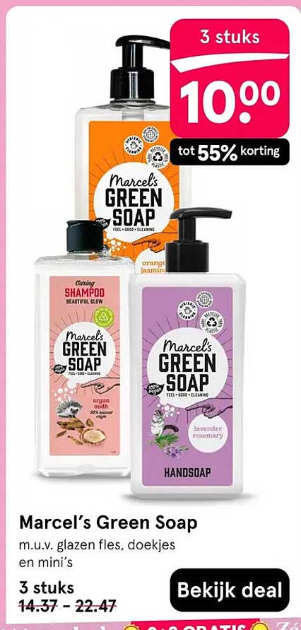 Marcel’s Green Soap 3 stuks tot 55% korting