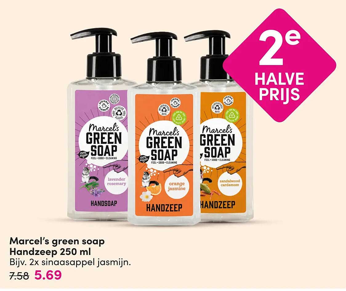 Marcel’s green soap Handzeep 250 ml 2e halve prijs