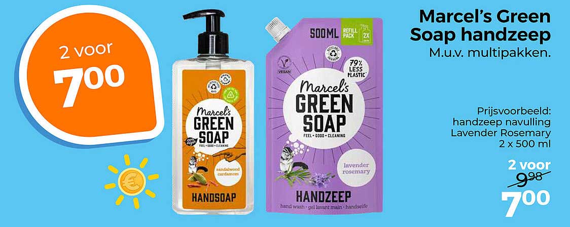 Marcel's Green Soap handzeep M.u.v. multipakken. 2 voor 700