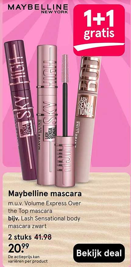 Maybelline mascara 1+1 gratis