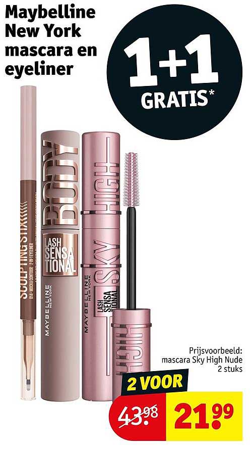 Maybelline New York mascara en eyeliner 1+1 GRATIS*