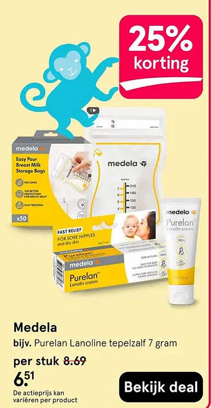 Medela bijv. Purelan Lanoline tepelzalf 7 gram 25% korting