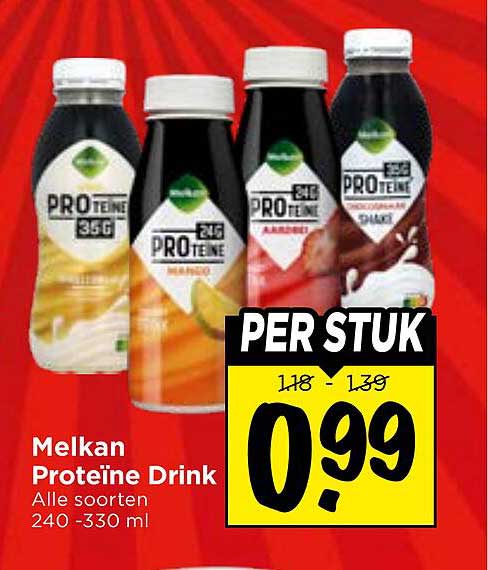 Melkan Proteïne Drink Alle soorten 240 -330 ml PER STUK