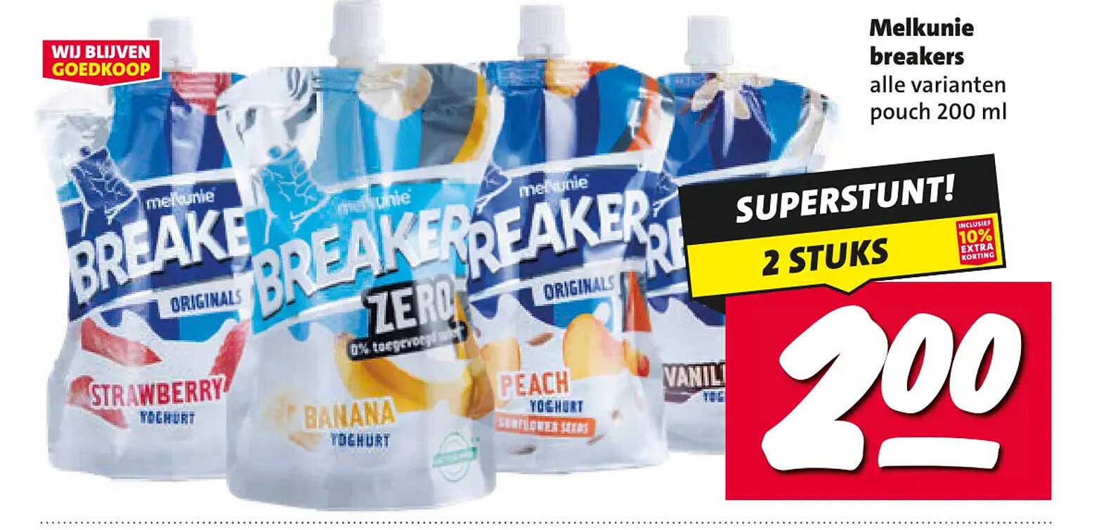 Melkunie breakers alle varianten pouch 200 ml SUPERSTUNT! 2 STUKS