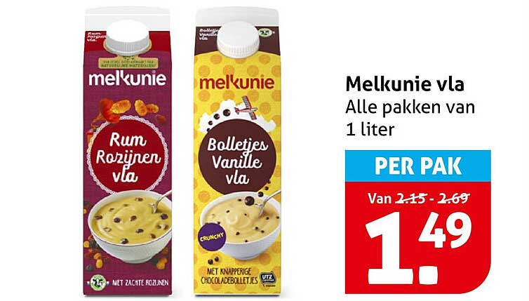 Melkunie vla Alle pakken van 1 liter PER PAK