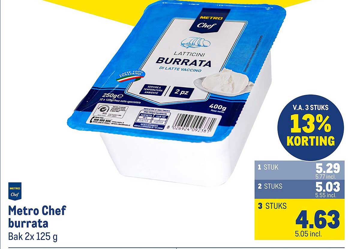 Metro Chef burrata Bak 2x 125 g