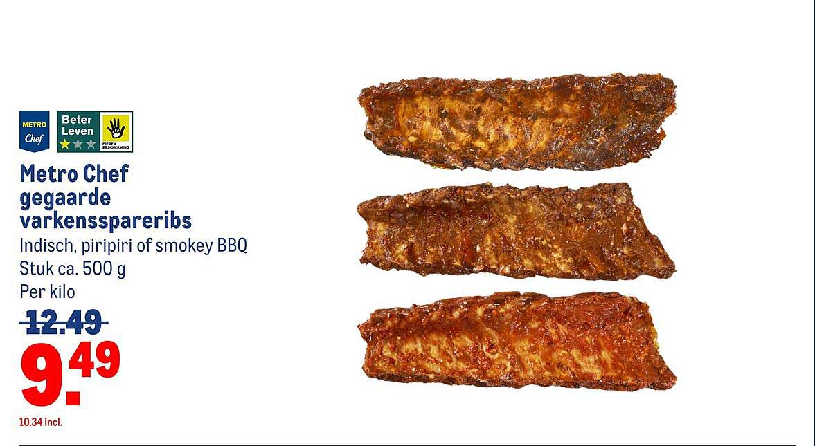 Metro Chef gegaarde varkensspareribs