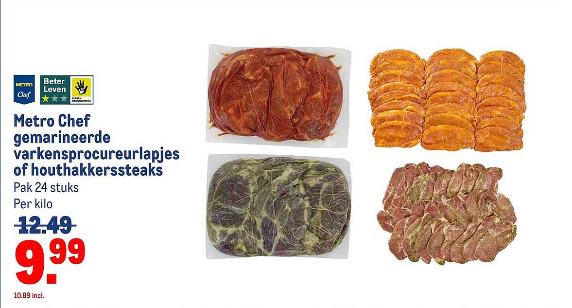 Metro Chef gemarineerde varkensprocureurlapjes of houthakkerssteaks
