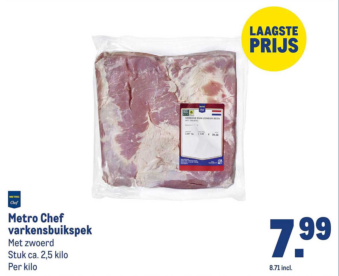 Metro Chef varkensbuikspek met zwoerd