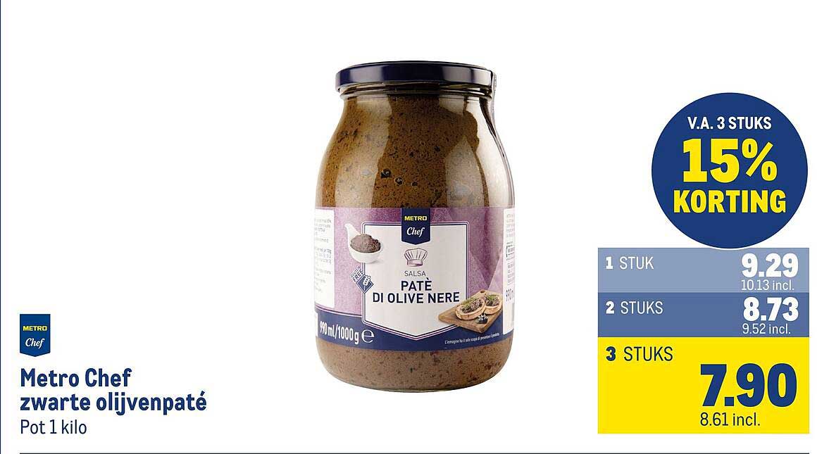 Metro Chef zwarte olijvenpaté Pot 1 kilo