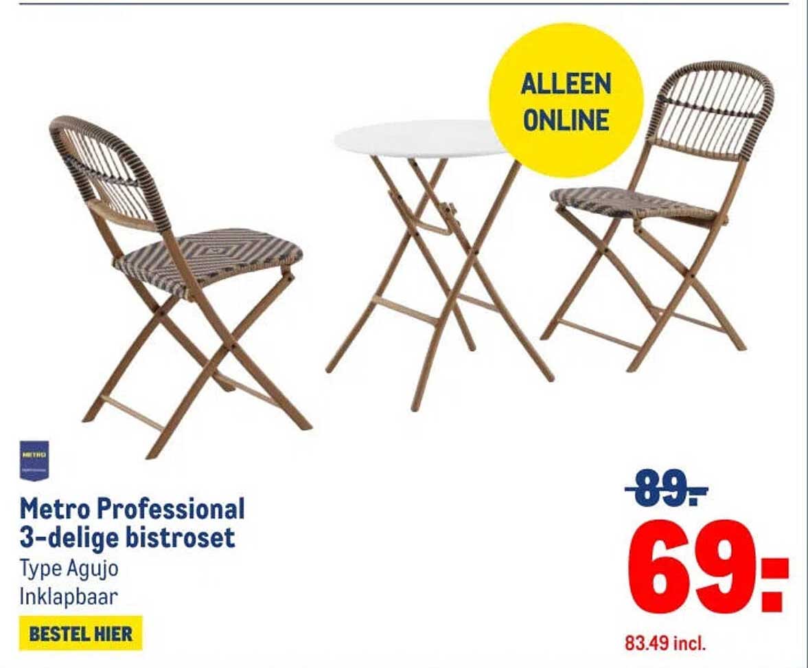 Metro Professional 3-delige bistroset Type Agujo Inklapbaar