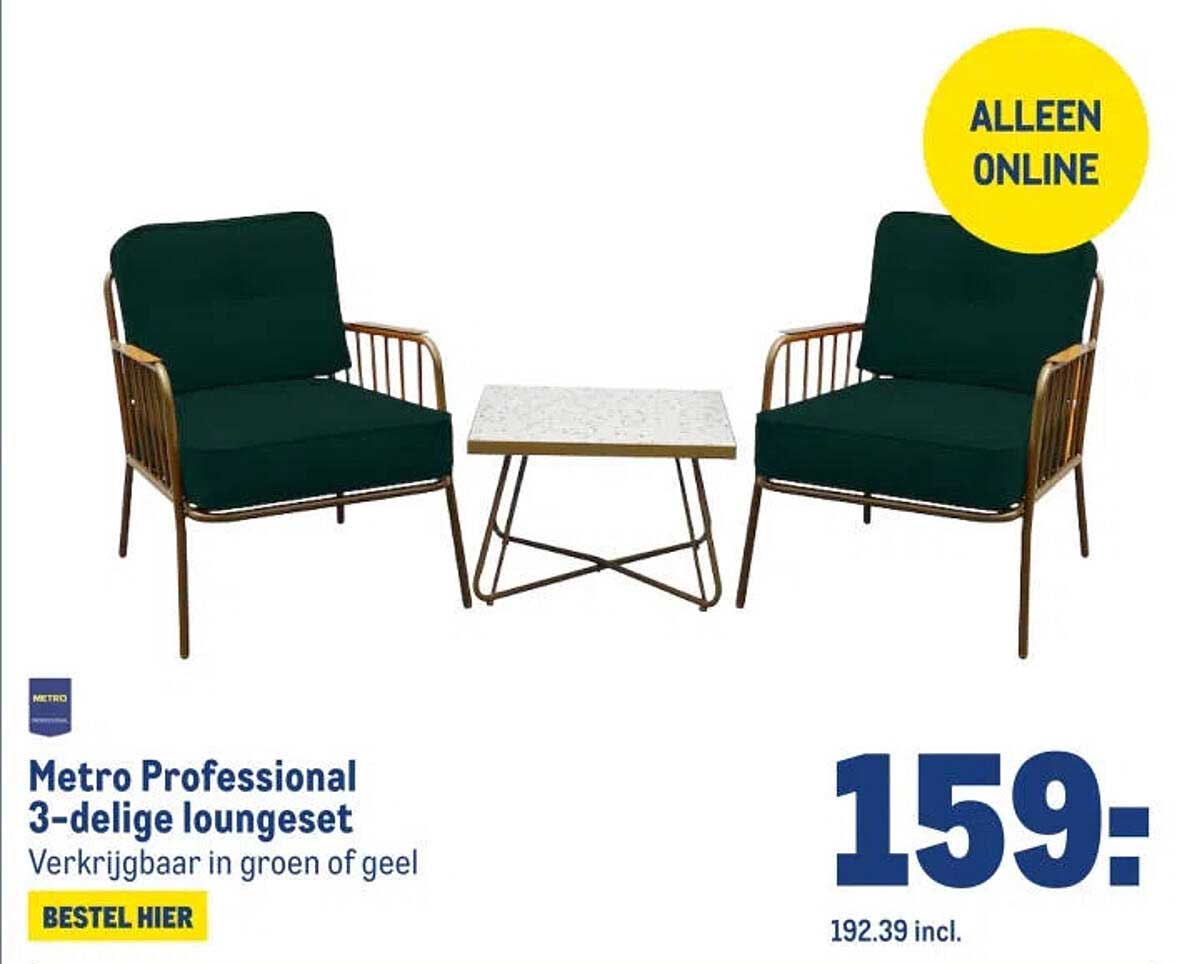 Metro Professional 3-delige loungeset - alleen online