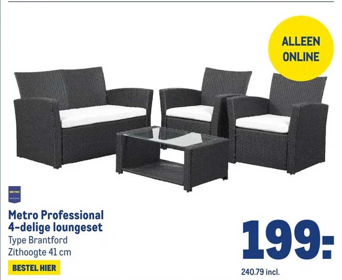 Metro Professional 4-delige loungeset Type Brantford Zithoogte 41 cm