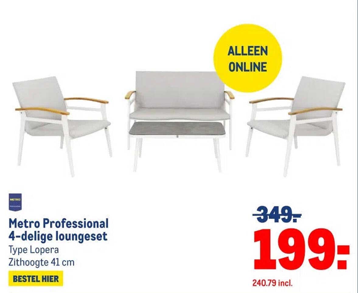 Metro Professional 4-delige loungeset Type Lopera Zithoogte 41 cm