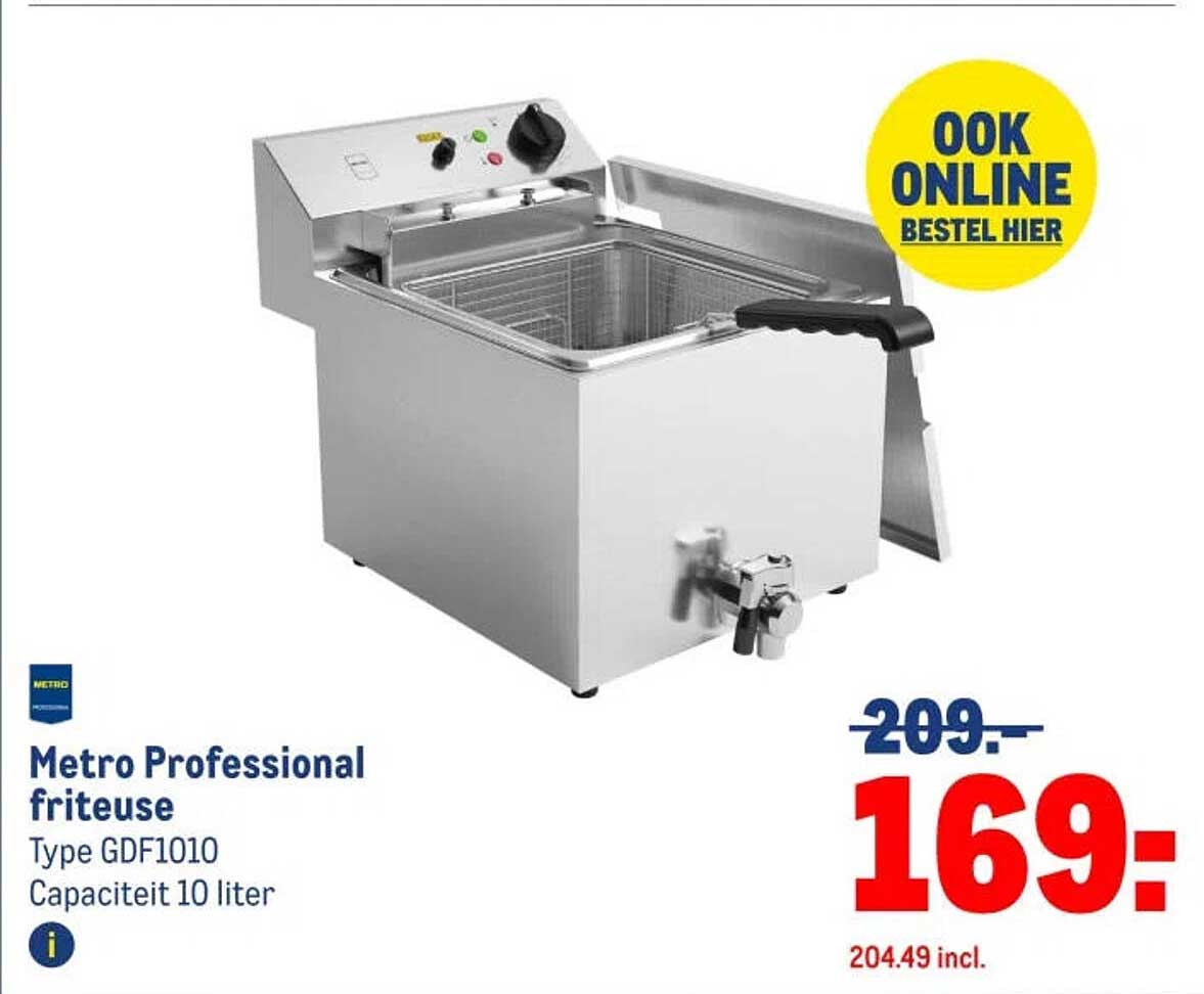 Metro Professional frituuse Type GDF1010 Capaciteit 10 liter