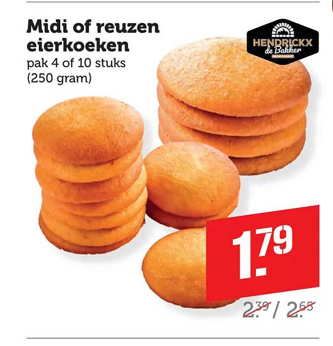 Midi of reuzen eierkoeken pak 4 of 10 stuks (250 gram)