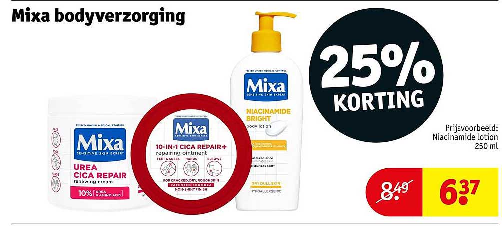 Mixa bodyverzorging 25% korting