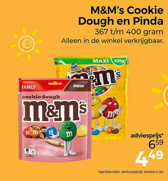 M&M’s Cookie Dough en Pinda 367 t/m 400 gram