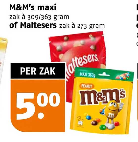 M&M's maxi zak à 309/363 gram of Maltesers zak à 273 gram
