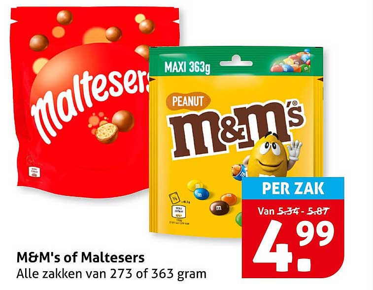 M&M's of Maltesers Alle zakken van 273 of 363 gram
