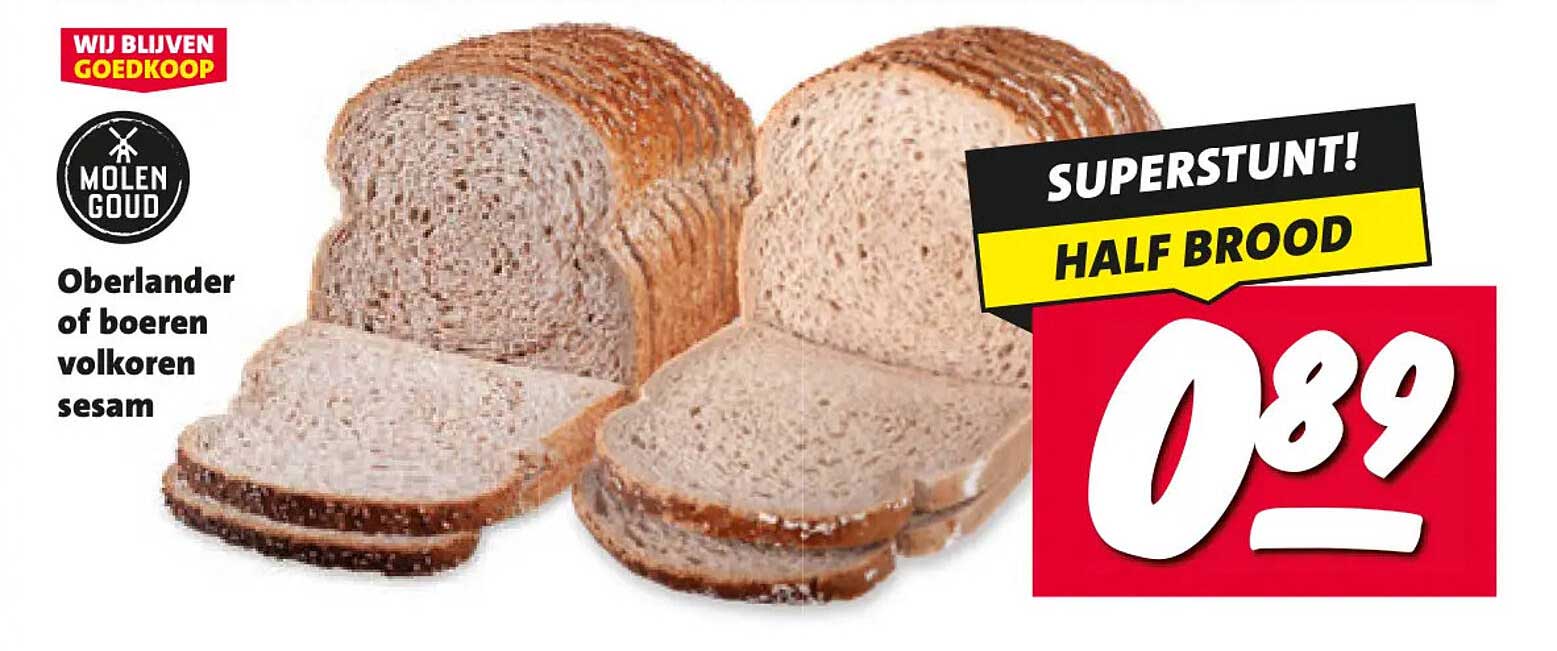 Molen Goud Oberlander of boeren volkoren sesam half brood