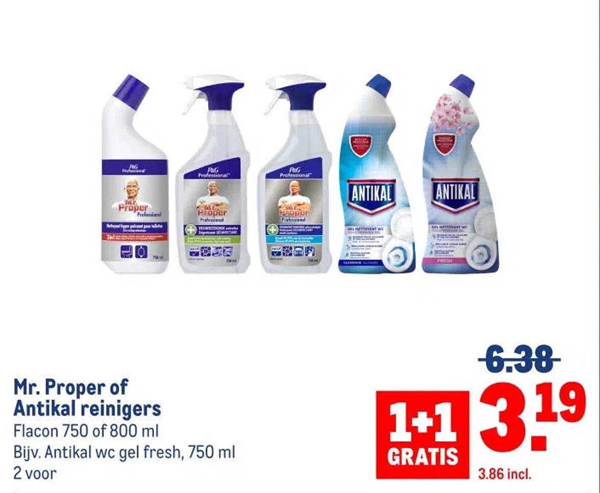 Mr. Proper of Antikal reinigers 1+1 GRATIS