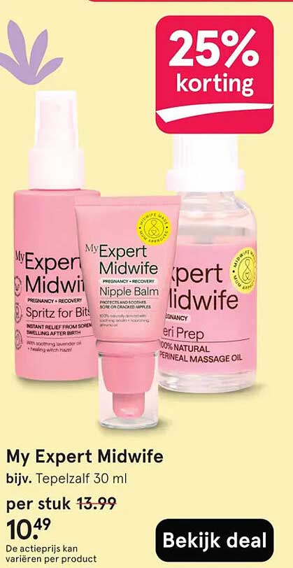 My Expert Midwife bijv. Tepelzalf 30 ml 25% korting