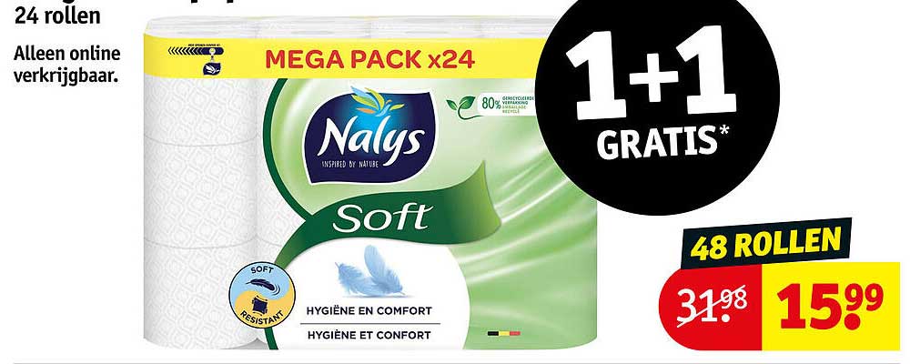 Naly’s Soft 48 rollen 1+1 gratis