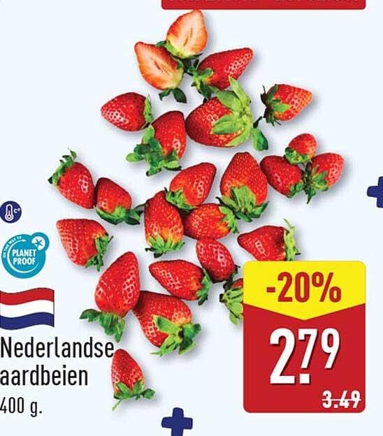 Nederlandse aardbeien 400 g -20%