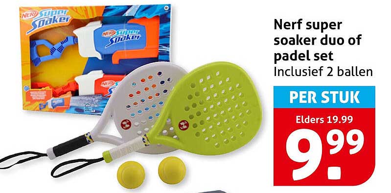 Nerf super soaker duo of padel set Inclusief 2 ballen