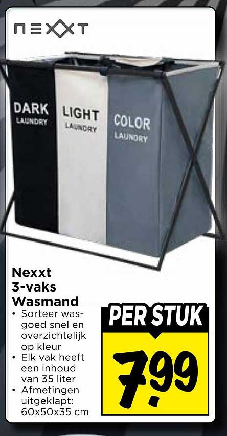 Nexxt 3-vaks Wasmand PER STUK