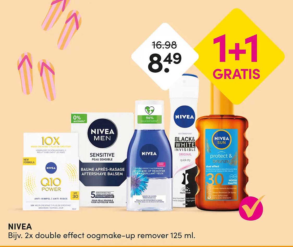 NIVEA Bijv. 2x double effect oogmake-up remover 125 ml. 1+1 GRATIS