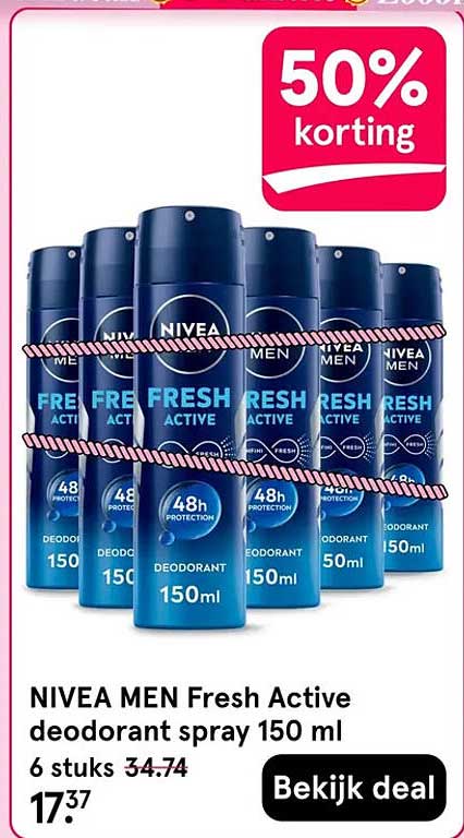 NIVEA MEN Fresh Active deodorant spray 150 ml 50% korting