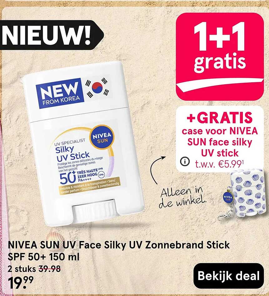 NIVEA SUN UV Face Silky UV Zonnebrand Stick SPF 50+ 150 ml 1+1 gratis