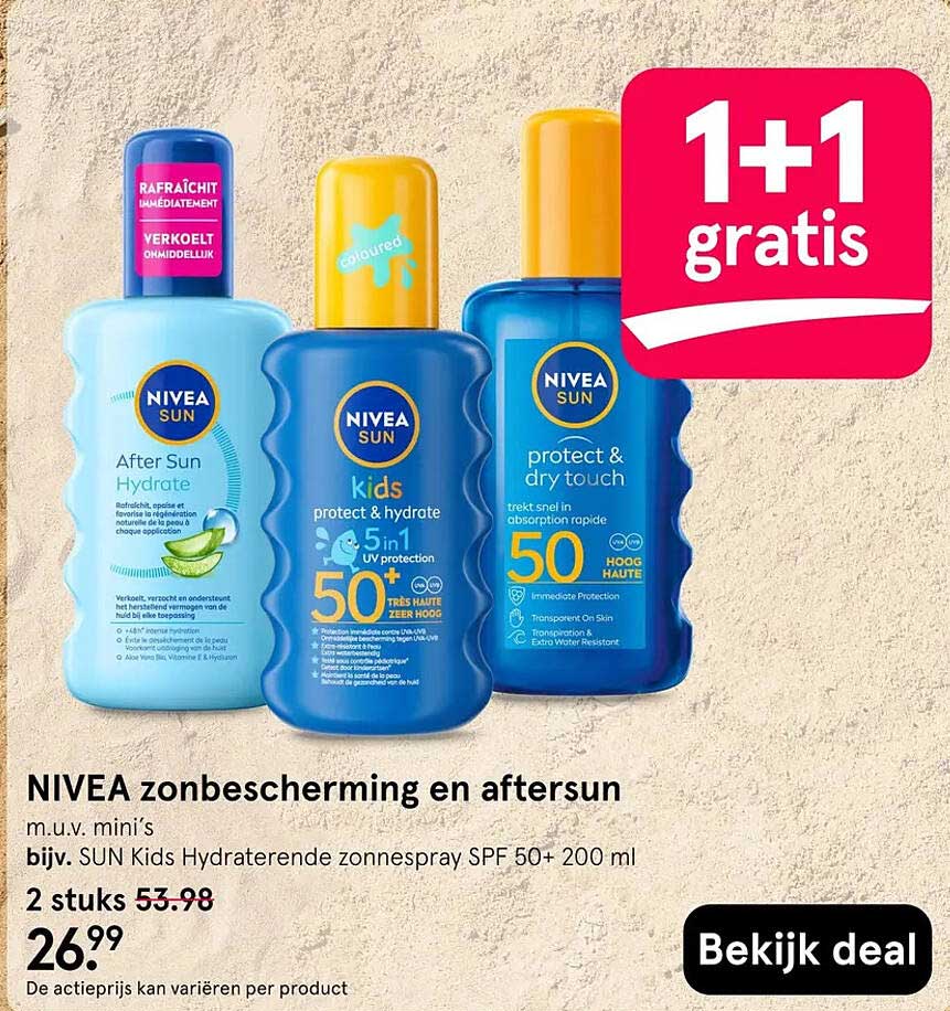 NIVEA zonbescherming en aftersun 1+1 gratis