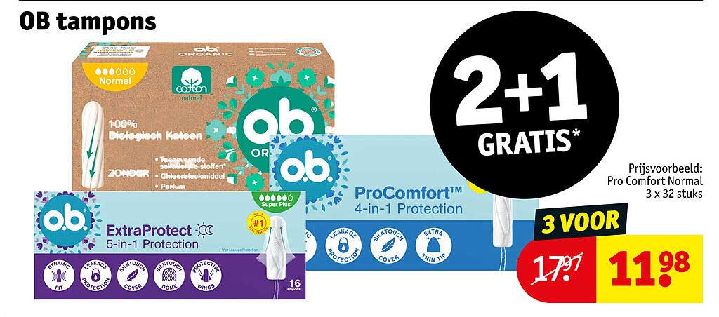 OB tampons 2+1 GRATIS*