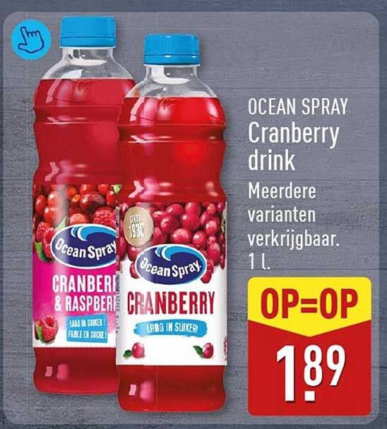 OCEAN SPRAY Cranberry drink Meerdere varianten verkrijgbaar. 1 l. OP=OP