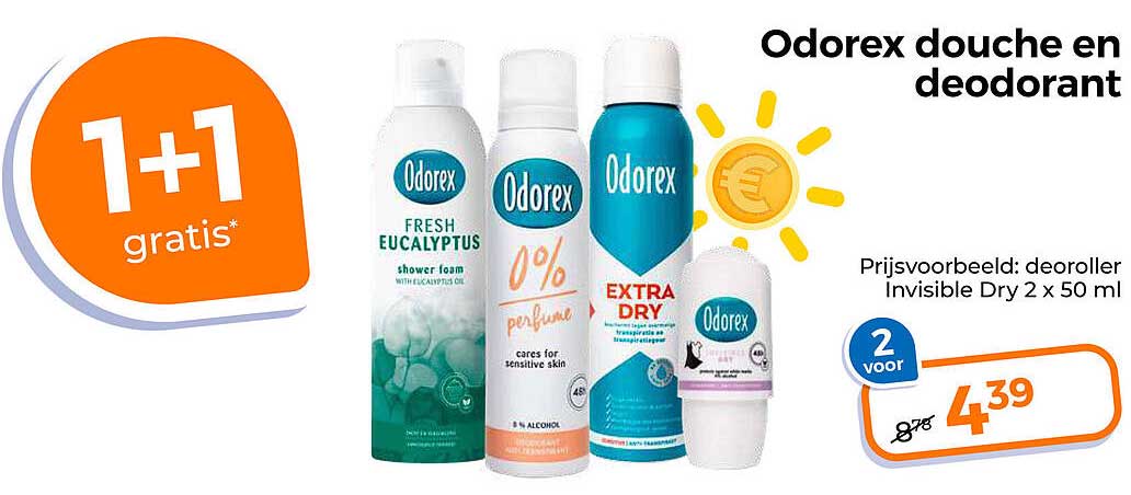 Odorex douche en deodorant 1+1 gratis