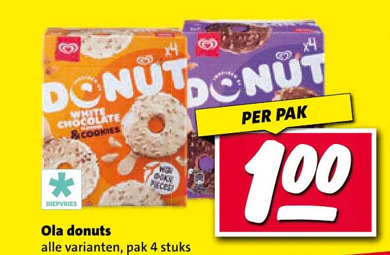 Ola donuts alle varianten, pak 4 stuks