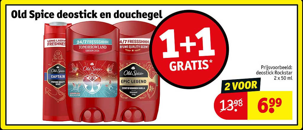 Old Spice deostick en douchegel 1+1 gratis