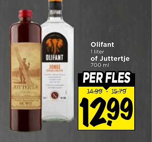 Olifant 1 liter of Juttertje 700 ml PER FLES