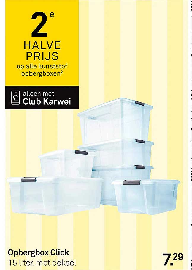 Opbergbox Click 15 liter, met deksel 2e halve prijs