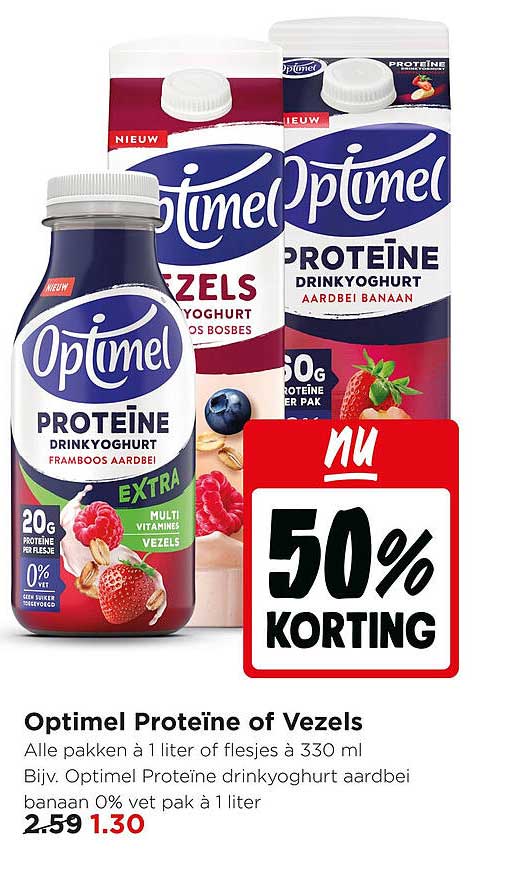 Optimel Proteïne of Vezels 50% korting