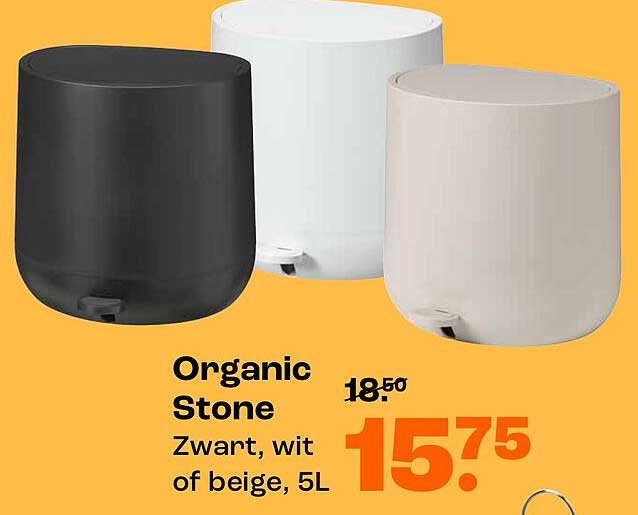 Organic Stone Zwart, wit of beige, 5L