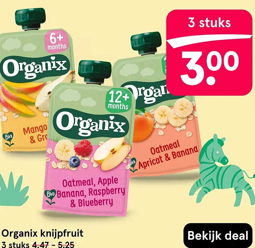 Organix knijpfruit 3 stuks