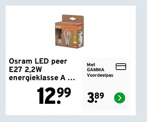 Osram LED peer E27 2,2W energiekklasse A ...