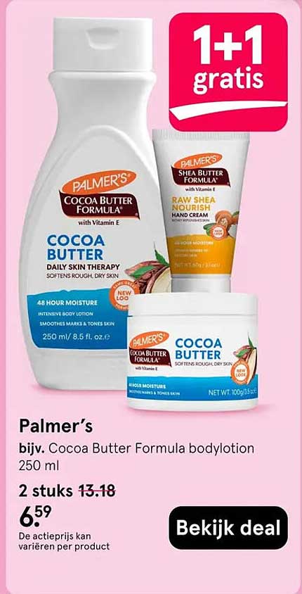 Palmer’s bijv. Cocoa Butter Formula bodylotion 250 ml 1+1 gratis